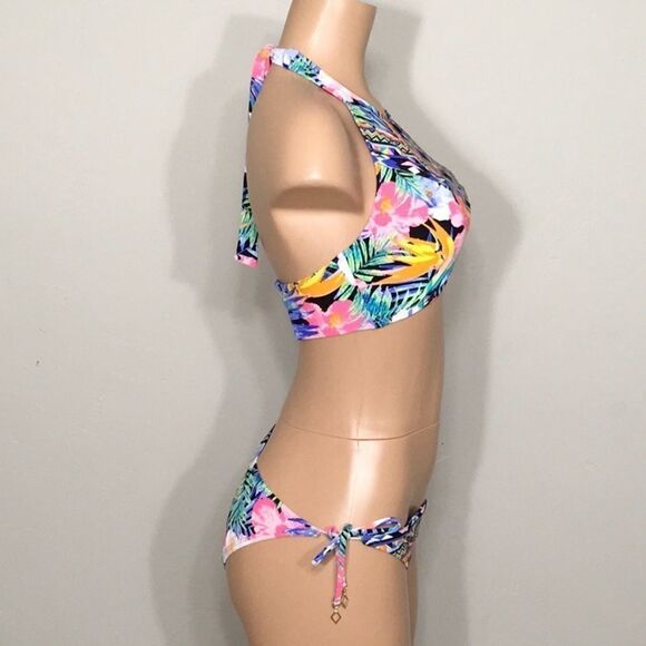 Tropical halter top/side tie bikini. NWT - Picture 5 of 8